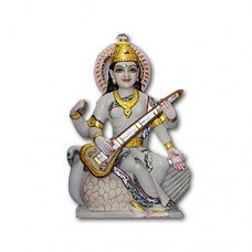 Pure Makrana Marble Saraswati Idol-MRB-SRS001