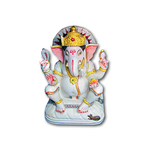 Pure Makrana Marble Ganesh Idol-MRB-GEN007