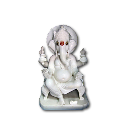 Pure Makrana Marble Ganesh Idol-MRB-GEN008