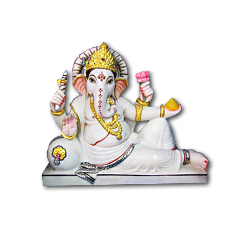 Pure Makrana Marble Ganesh Idol-MRB-GEN012