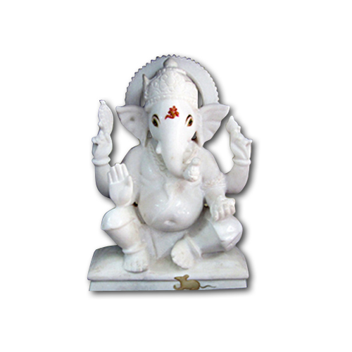 Pure Makrana Marble Ganesh Idol-MRB-GEN013