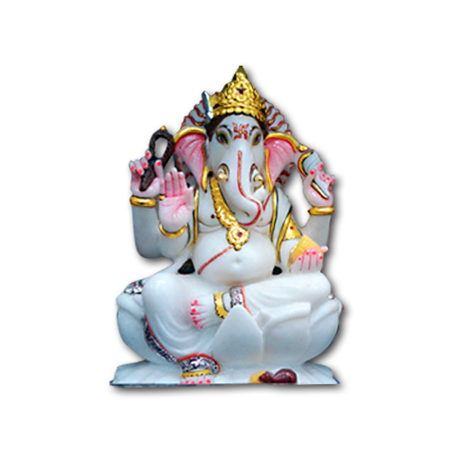 Pure Makrana Marble Ganesh Idol-MRB-GEN016