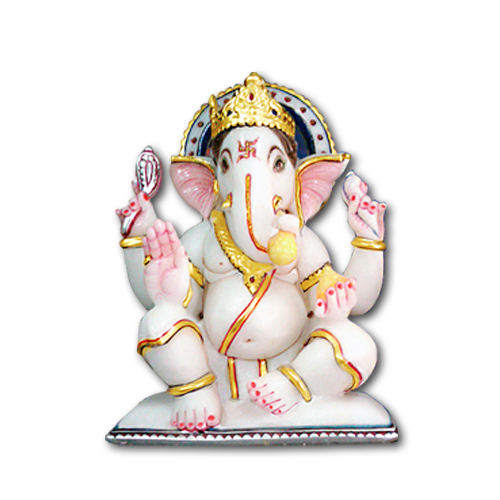 Pure Makrana Marble Ganesh Idol-MRB-GEN017